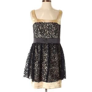 NWT! Decode 1.8 Black Lace over Gold Cocktail Dress Style 180761 Size 12